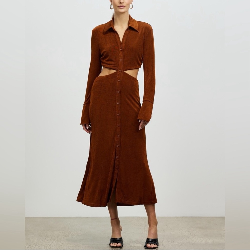 Misha collection Salona Cutout Button Midi Dress